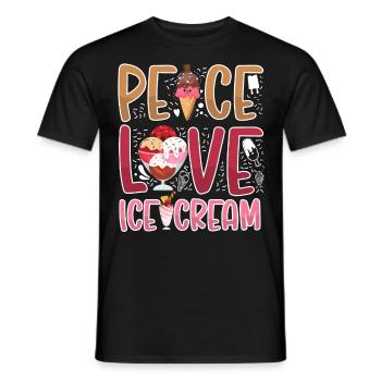 Cône de crème glacée Peace Love Ice - T-shirt homme - noir - Devant - AI Model Male 178 light (178cm)