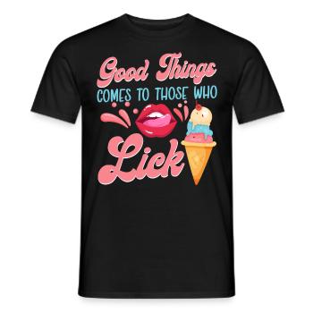Ice Cream Cone Mouth Tongue Good - Männer T-Shirt - Schwarz - Vorne - AI Model Male 178 light (178cm)