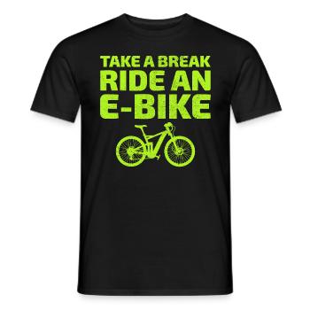E-Bike Vélo électrique Vélo Cyclisme Biker VTT - T-shirt homme - noir - Devant - AI Model Male 178 light (178cm)