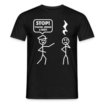 Stop, you are under arrest | Stickman - Men's T-Shirt - black - Front - AI Model Male 178 light (178cm)