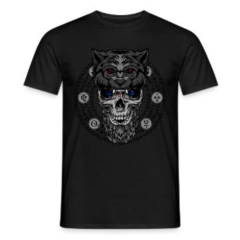 Viking Totenkopf mit Wolfsmütze - Männer T-Shirt - Schwarz - Vorne - AI Model Male 178 light (178cm)
