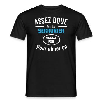 Assez doue pour etre SERRURIER - T-shirt homme - noir - Devant - AI Model Male 178 light (178cm)