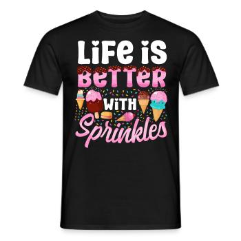 Ice Cream Cone Popsicle Life Is - Men's T-Shirt - black - Front - AI Model Male 178 light (178cm)