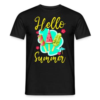 Ice Cream Popsicle Hello Summer - Männer T-Shirt - Schwarz - Vorne - AI Model Male 178 light (178cm)