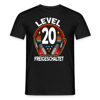 Level 20 Freigeschaltet 20. Geburtstag Gamer - Männer T-Shirt - Schwarz - Vorne - AI Model Male 178 light (178cm)
