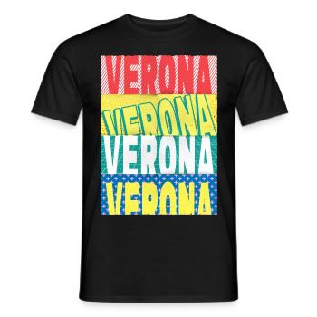 Verona Italy City Font Skyline Home Holiday - Men's T-Shirt - black - Front - AI Model Male 178 light (178cm)