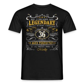 Vintage Légendaire - Vieilli parfaitement 36ème anniversaire - T-shirt homme - noir - Devant - AI Model Male 178 light (178cm)
