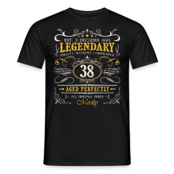 Vintage Légendaire - Vieilli parfaitement 38ème anniversaire - T-shirt homme - noir - Devant - AI Model Male 178 light (178cm)