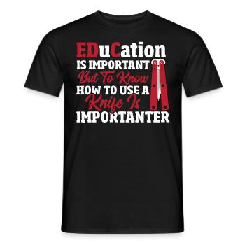 L’éducation est importante pour la chasse aux collectionneurs de couteaux - T-shirt homme - noir - Devant - AI Model Male 178 light (178cm)
