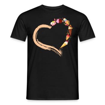Ice Cream Heart Cone Popsicle - Männer T-Shirt - Schwarz - Vorne - AI Model Male 178 light (178cm)