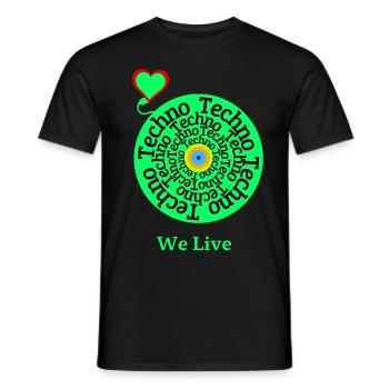 Wer ihn Lebt kennt es, Techno - Männer T-Shirt - Schwarz - Vorne - AI Model Male 178 light (178cm)