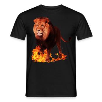 Animal sauvage lion en feu - T-shirt homme - noir - Devant - AI Model Male 178 light (178cm)