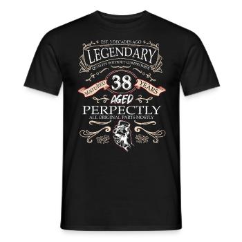 Vintage Légendaire - Vieilli parfaitement 38ème anniversaire - T-shirt homme - noir - Devant - AI Model Male 178 light (178cm)