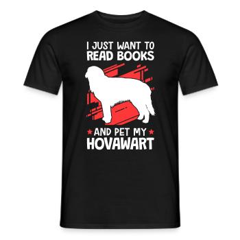 I want to read books and stroke Hovawart - Men's T-Shirt - black - Front - AI Model Male 178 light (178cm)