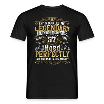 Vintage Légendaire - Vieilli parfaitement 57ème anniversaire - T-shirt homme - noir - Devant - AI Model Male 178 light (178cm)
