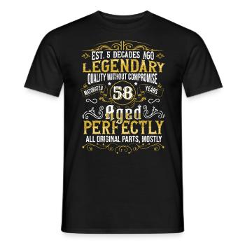 Vintage Légendaire - Vieilli parfaitement 58ème anniversaire - T-shirt homme - noir - Devant - AI Model Male 178 light (178cm)