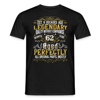 Vintage Légendaire - Vieilli parfaitement 62ème anniversaire - T-shirt homme - noir - Devant - AI Model Male 178 light (178cm)