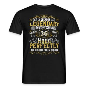 Vintage Légendaire - Vieilli parfaitement 36ème anniversaire - T-shirt homme - noir - Devant - AI Model Male 178 light (178cm)