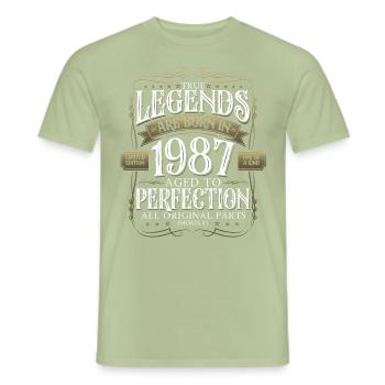 Légende 1987 35ème Anniversaire Cadeau Hommes Drôle - T-shirt homme - vert sauge - Devant - AI Model Male 178 light (178cm)
