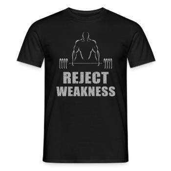 lehnt Schwäche ab - Männer T-Shirt - Schwarz - Vorne - AI Model Male 178 light (178cm)