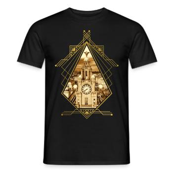 Liverpool Angleterre Ville Skyline Gold Home Amour - T-shirt homme - noir - Devant - AI Model Male 178 light (178cm)