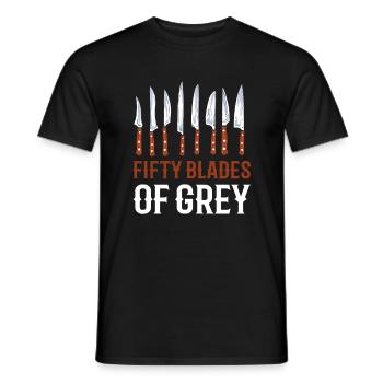 Cinquante lames de couteau gris Couteau collecteur - T-shirt homme - noir - Devant - AI Model Male 178 light (178cm)