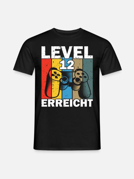 Level 12 Erreicht Gamer - Männer T-Shirt - Schwarz
