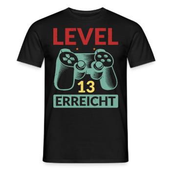 Level 13 Erreicht Gamer - Männer T-Shirt - Schwarz - Vorne - AI Model Male 178 light (178cm)