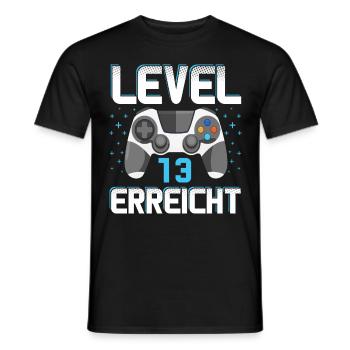 Level 13 Erreicht Gamer - Männer T-Shirt - Schwarz - Vorne - AI Model Male 178 light (178cm)
