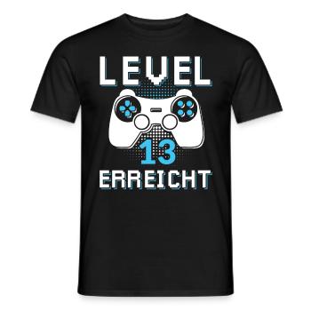 Level 13 Erreicht Gamer - Männer T-Shirt - Schwarz - Vorne - AI Model Male 178 light (178cm)