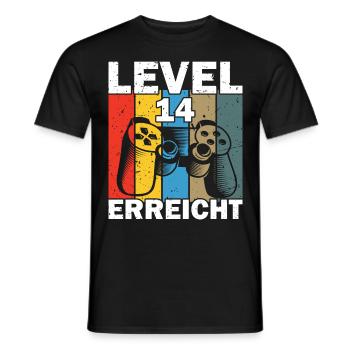 Level 14 Erreicht Gamer - Männer T-Shirt - Schwarz - Vorne - AI Model Male 178 light (178cm)