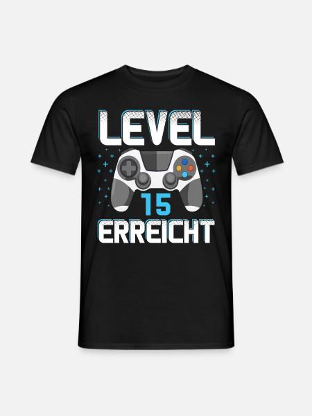 Level 15 Erreicht Gamer - Männer T-Shirt - Schwarz