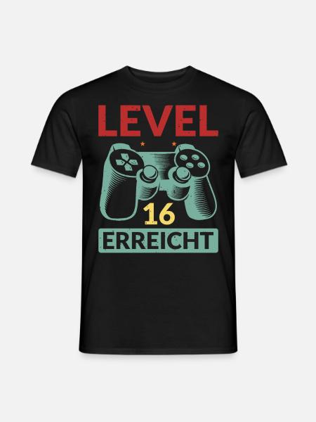 Level 16 Erreicht Gamer - Männer T-Shirt - Schwarz