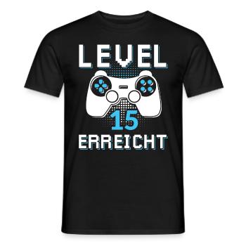 Level 15 Erreicht Gamer - Männer T-Shirt - Schwarz - Vorne - AI Model Male 178 light (178cm)