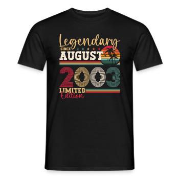 Legendary August 2003 19th Birthday Gift Fun - Men's T-Shirt - black - Front - AI Model Male 178 light (178cm)