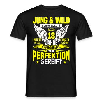18 Jahre Jung & Wild 18. Geburtstag Geschenk - Männer T-Shirt - Schwarz - Vorne - AI Model Male 178 light (178cm)