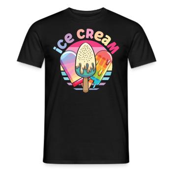 Ice Cream Cone Popsicle Retro Ice - Männer T-Shirt - Schwarz - Vorne - AI Model Male 178 light (178cm)