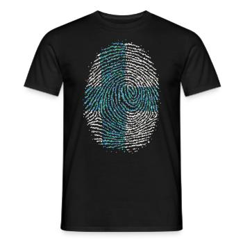 Finland Finnish Finnish Fingerprint Flag - Men's T-Shirt - black - Front - AI Model Male 178 light (178cm)