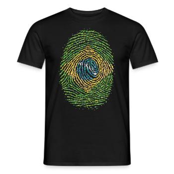Brazil Brazilian Fingerprint Flag - Men's T-Shirt - black - Front - AI Model Male 178 light (178cm)
