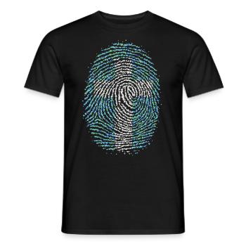 Jesus Christian Christ Fingerprint Cross - Men's T-Shirt - black - Front - AI Model Male 178 light (178cm)