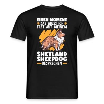Mit meinem Shetland Sheepdog besprechen - Männer T-Shirt - Schwarz - Vorne - AI Model Male 178 light (178cm)
