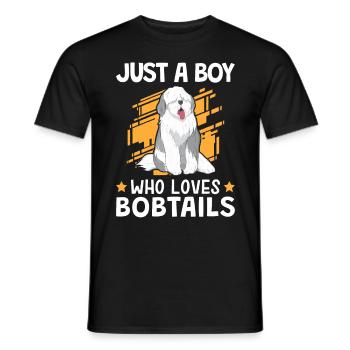 Boy the Bobtail loves Old English Shepherd - Men's T-Shirt - black - Front - AI Model Male 178 light (178cm)