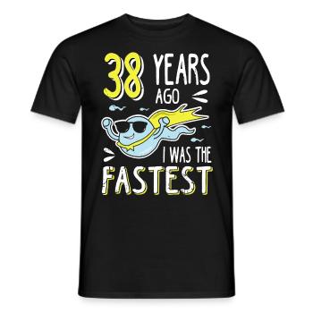 Il y a 38 ans, j’étais le 38e anniversaire le plus rapide - T-shirt homme - noir - Devant - AI Model Male 178 light (178cm)