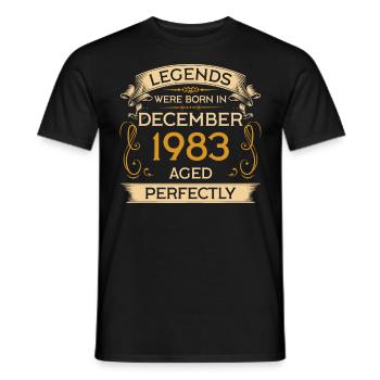 Birthday Legends est né en décembre 1983 - T-shirt homme - noir - Devant - AI Model Male 178 light (178cm)