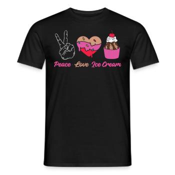 Cône de crème glacée Peace Love Ice - T-shirt homme - noir - Devant - AI Model Male 178 light (178cm)