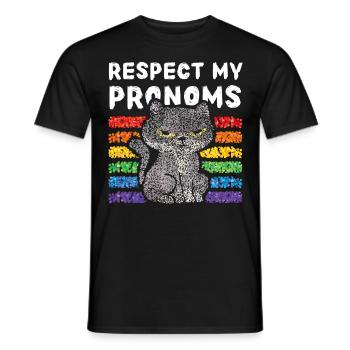 Respectez mes pronoms Rainbow Lgbtq Pride Cats - T-shirt homme - noir - Devant - AI Model Male 178 light (178cm)