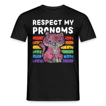 Respectez mes pronoms Kitten Gay Transgender Pride - T-shirt homme - noir - Devant - AI Model Male 178 light (178cm)