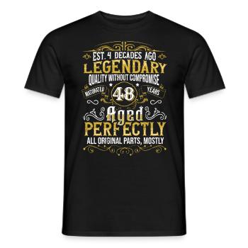 Vintage Légendaire - Vieilli parfaitement 48ème anniversaire - T-shirt homme - noir - Devant - AI Model Male 178 light (178cm)