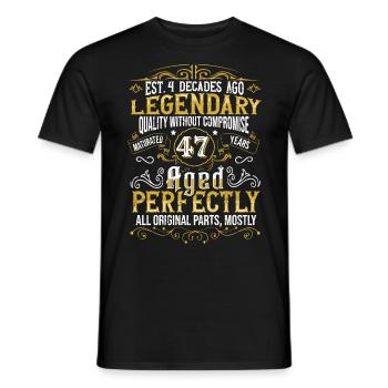 Vintage Légendaire - Vieilli parfaitement 47ème anniversaire - T-shirt homme - noir - Devant - AI Model Male 178 light (178cm)