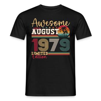 Awesome since August 1979 43rd Birthday Gift - Men's T-Shirt - black - Front - AI Model Male 178 light (178cm)